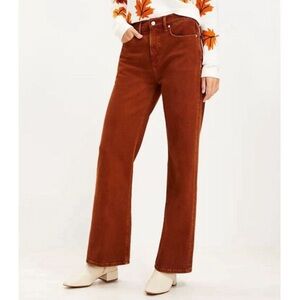 Loft rust red wide leg high waisted jeans 32/14